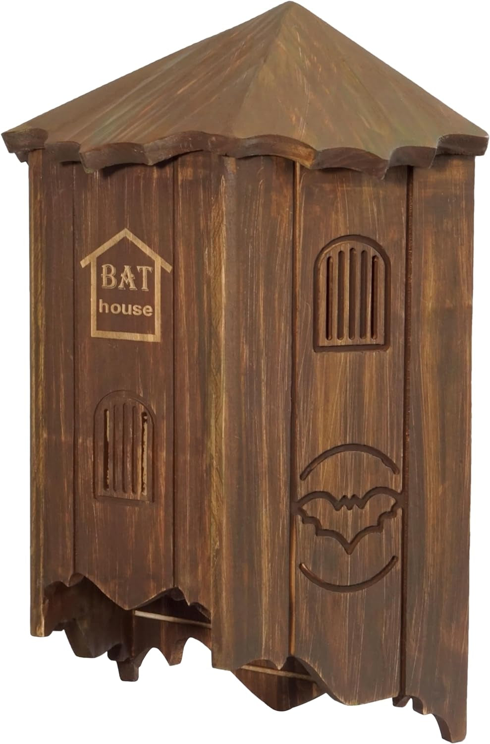 Bat Houses for Outdoors - 3 Chambers Bat House (100 Bats) - Perfectly Box Designed for Bats, Easy to Install (Style 4 - Rustic)