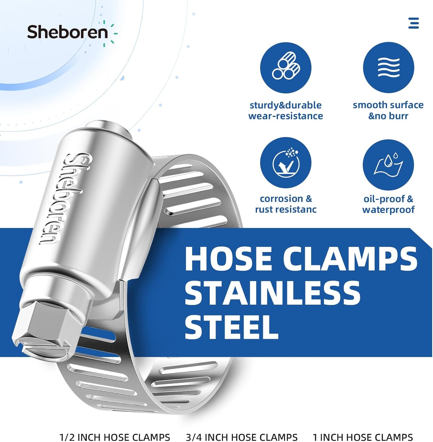 40PCS Hose Clamps Stainless Steel Sheboren Range 1/4&quot; to 5/8&quot;(6Mm-16Mm), 1/4&