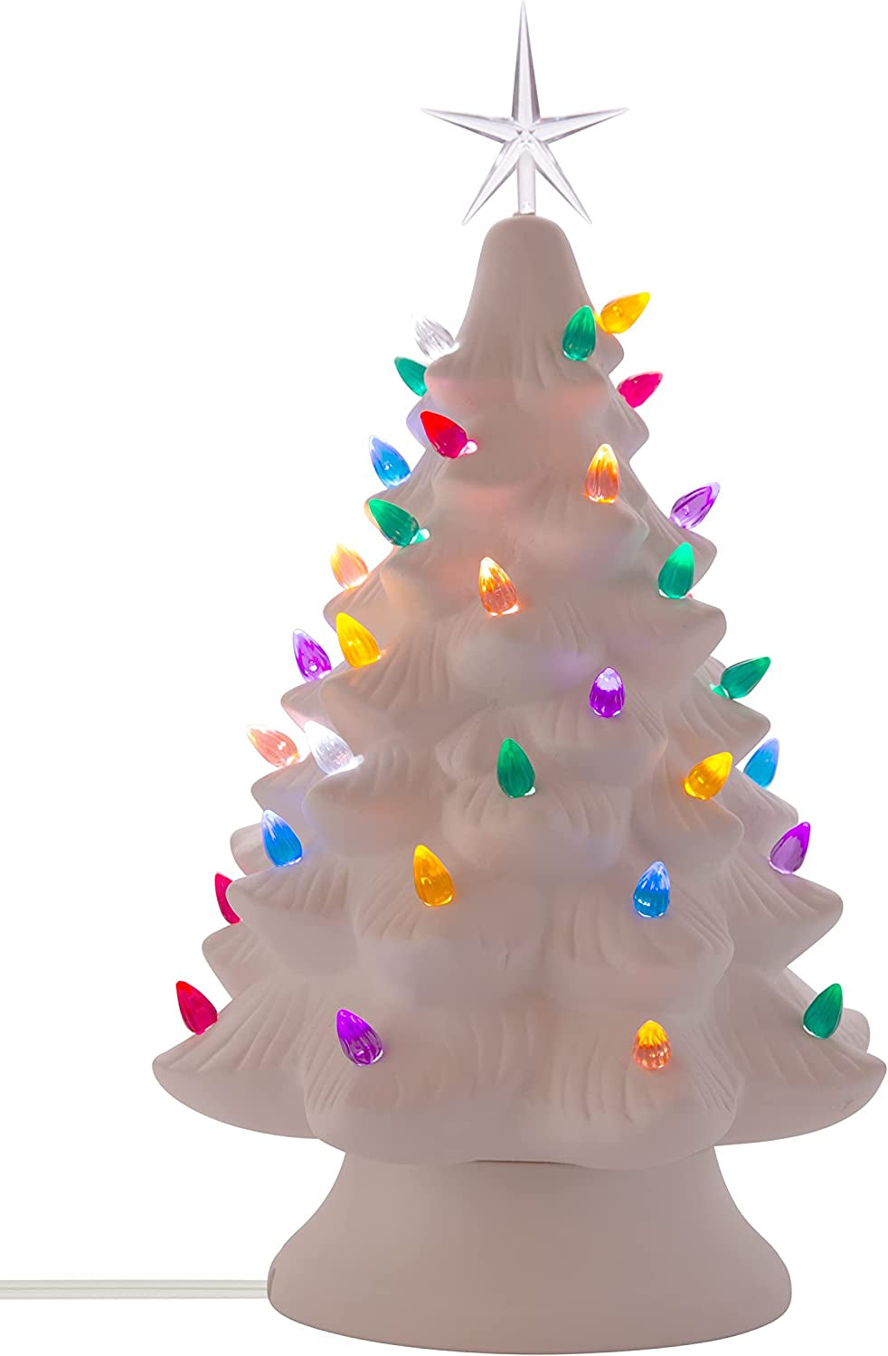 Creative Hobbies Ceramic Christmas Tree Replacement Lights, Medium Twist Light Ornaments, 100 Pc Multi Colors plus 3 Tree Topper Stars