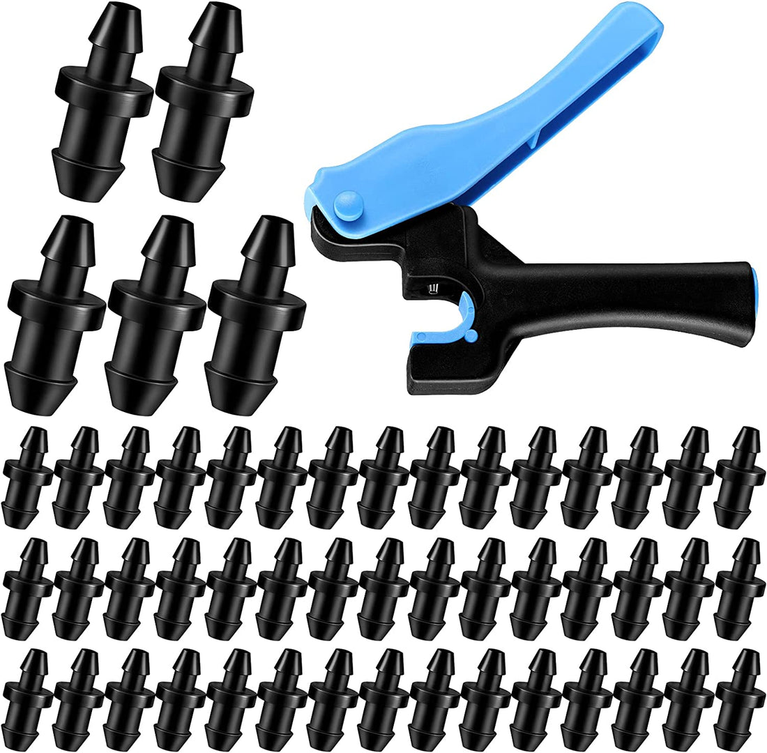 1 Pcs Drip Irrigation Tubing Hole Punch Tool for Easier 1/4 Inch Fitting Emitter Insertion and 50 Drip Irrigation Plugs Goof Plugs for Hose or Tubing End Caps Puncture to Insert Fittings (Fresh Style)