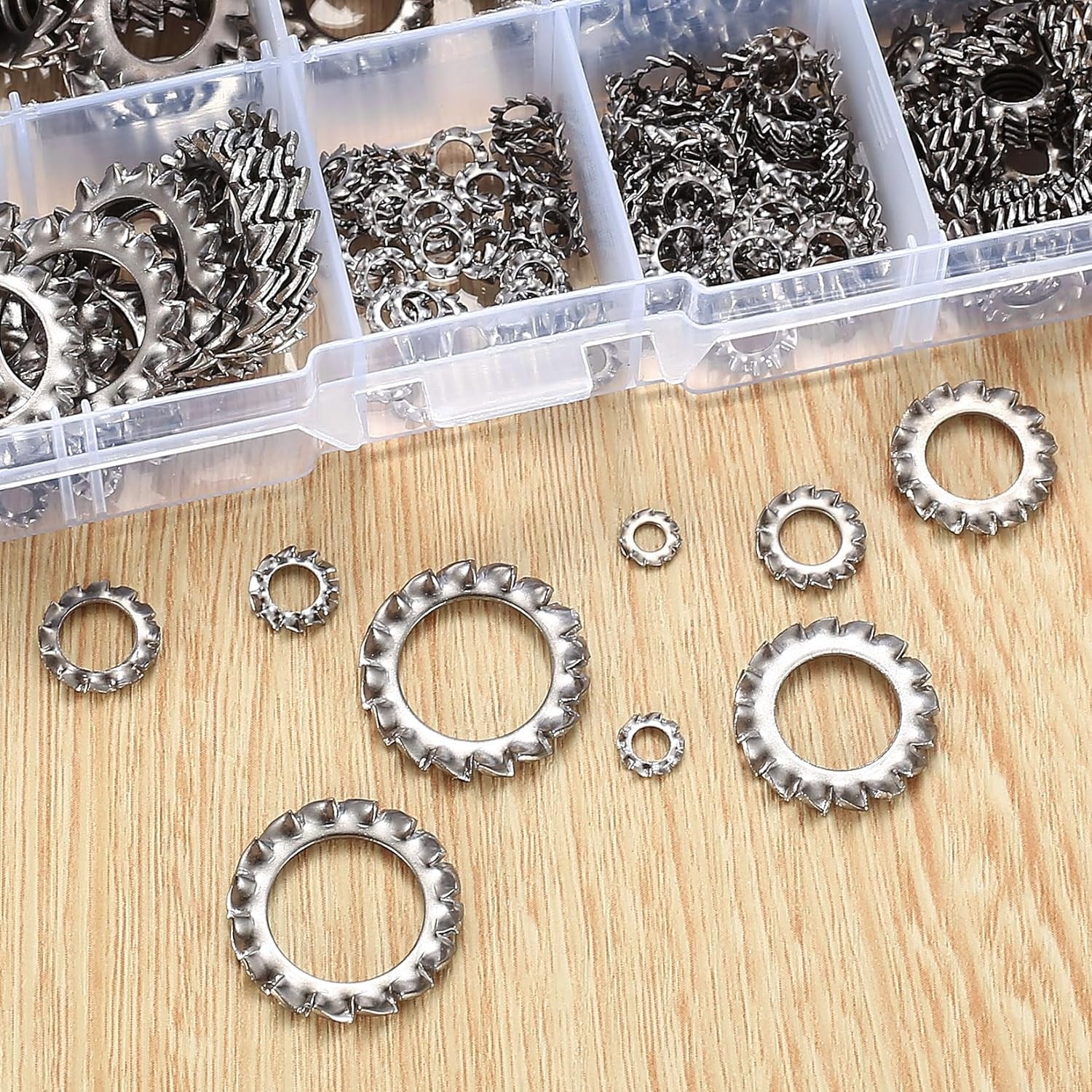 330 Pcs External Tooth Star Lock Washers, Stainless Steel External Starlock Washers Assortment Set, Tooth Locking Ring Washers Kit - M2.5 M3 M4 M5 M6 M8 M10 M12