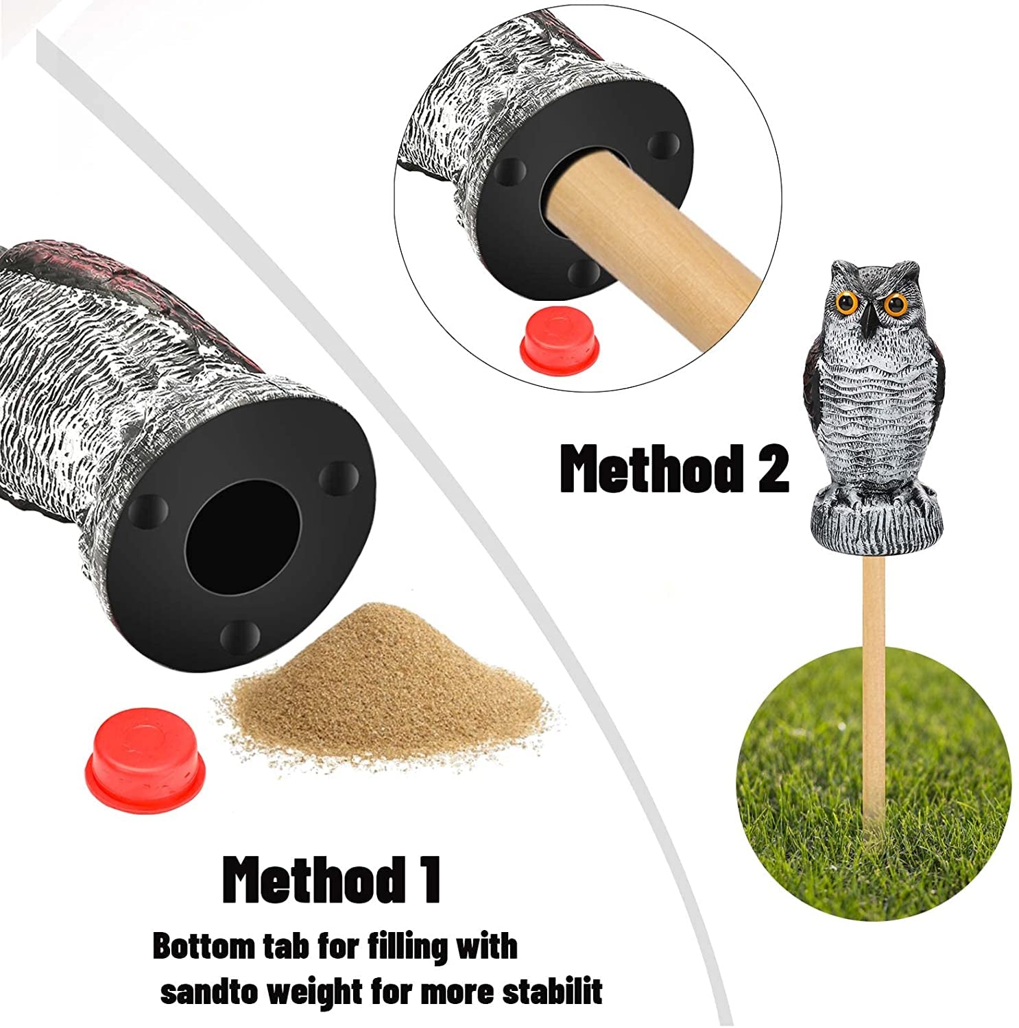 3 Pack Owl Decoy to Scare Birds Away, Fake Owl Scarecrows, Pigeon Deterrent, Plastic Owl Statue for Outdoor Garden Yard