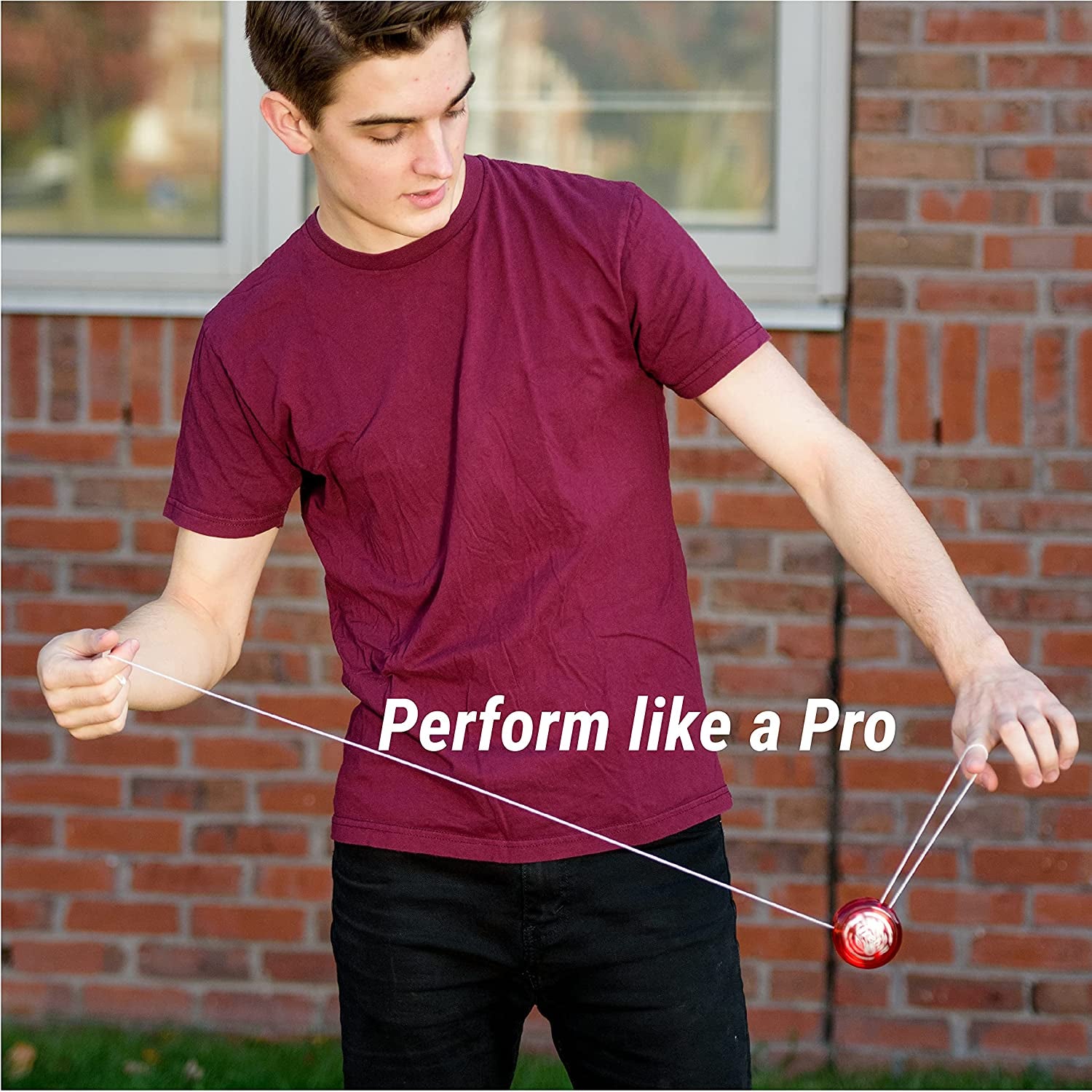 Yomega Fireball Yoyo -HIGH Performance Responsive Transaxle Yoyo, Great for String Tricks for Advance Players to Perform like Pros + Extra 2 Yo Yo Strings &amp; 3 Month Warranty (Red/Black)