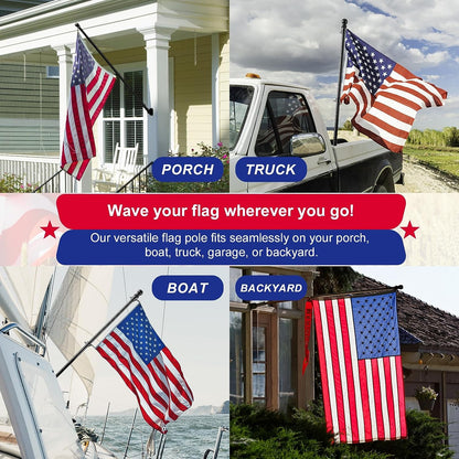 5 FT Flag Pole for Kit, Tangle Free Spinning Weather Resistant Rustproof Metal Aluminum Flagpole for 3X5 American Flag, 1&quot; Dia Flag Pole for Outside, Residential or Commerical(Without Bracket)