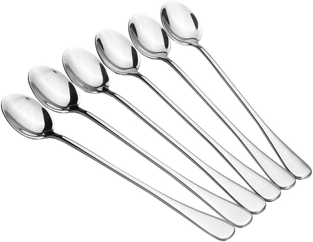 10 Piece Long Handle Iced Tea Spoon, Stainless Steel Coffee Mixing Spoons - Long Cream Dessert Spoons