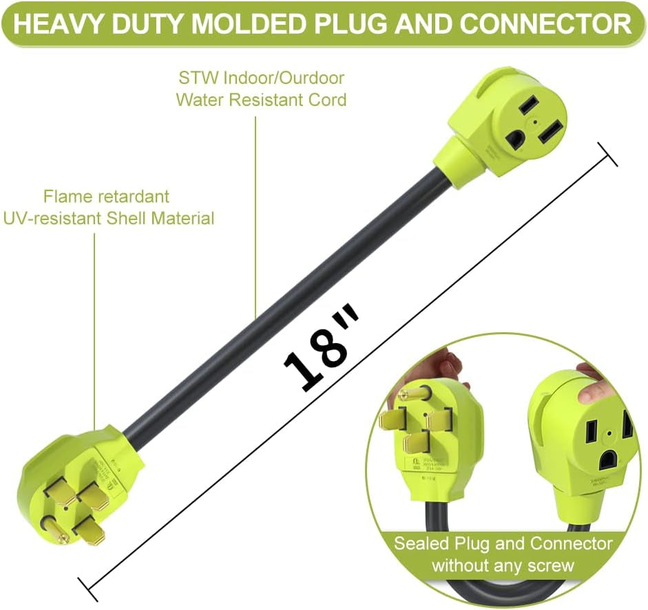 Welder Plug Adapter,Nema 14-50P to NEMA 6-50R,4 Prong to 3 Ponng 50 Amp Welder Plug Adapter Cord,Stw 10 AWG（1.5FT）