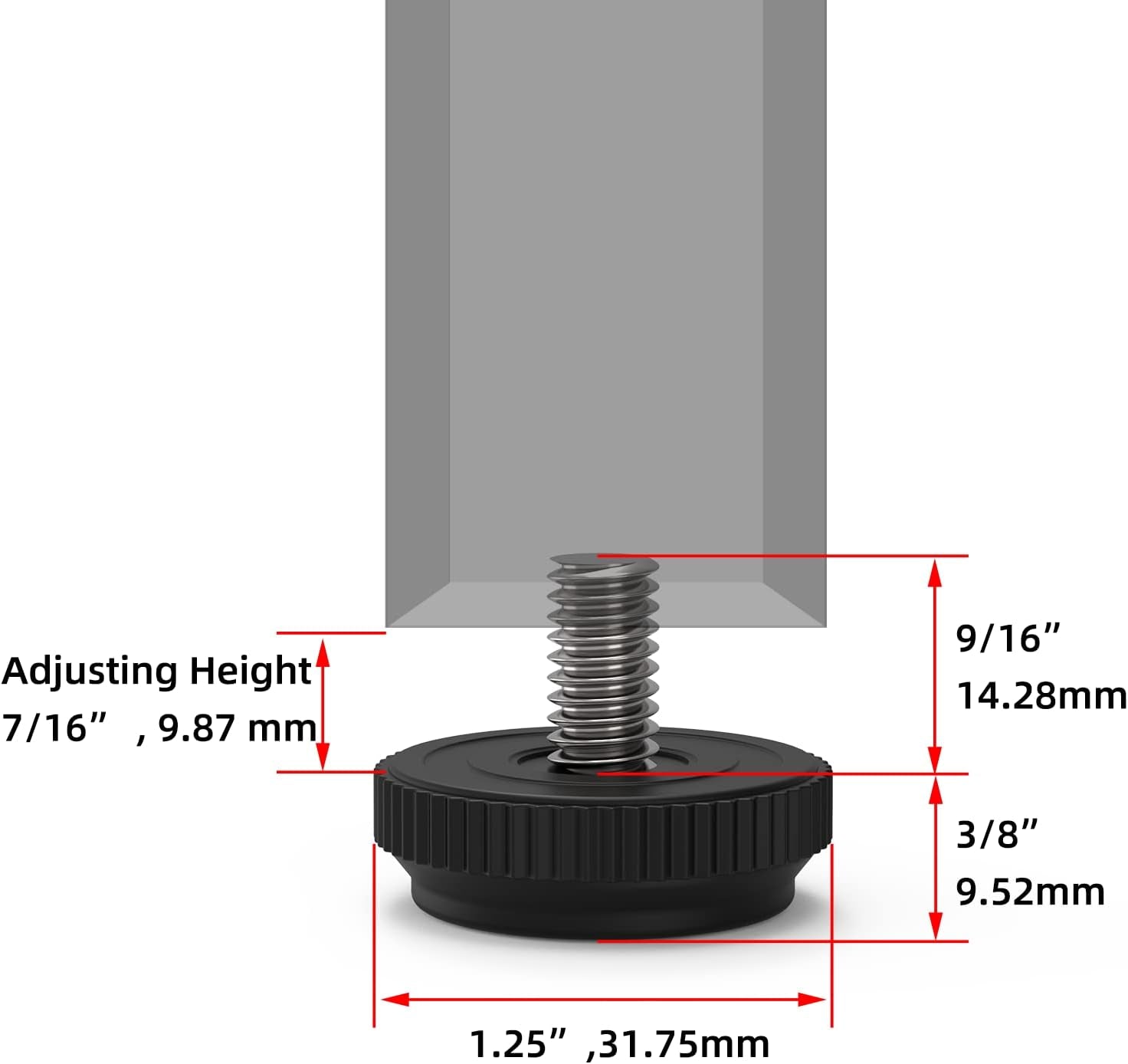 8 Pack 5/16-18 Stainless Steel Adjustable Threaded Furniture Leg Leveling Feet Screw-In Glide Levelers,Screw Foot Levelers Screw on Furniture Glide Leveling Table,Chair,Furniture