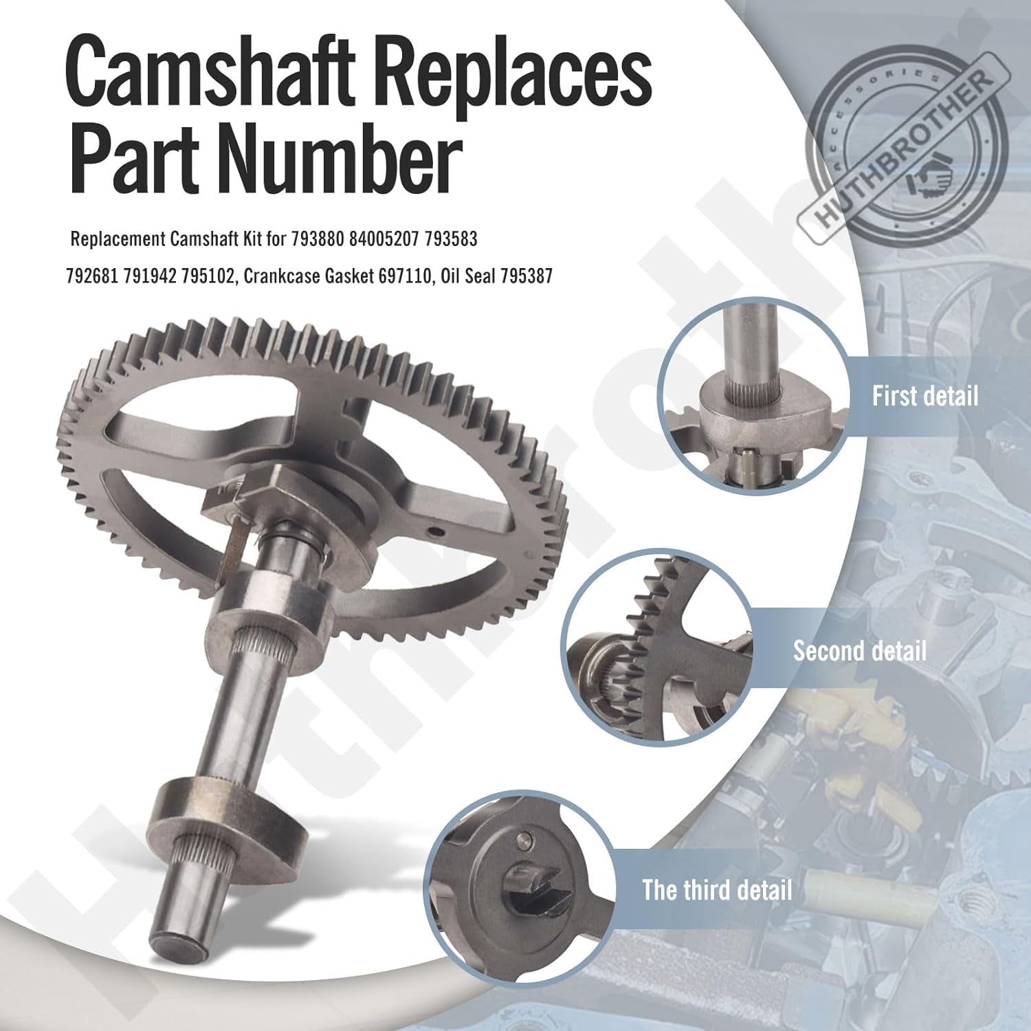 84005207 793880 Camshaft - for B&amp;S 793880 793583 792681 791942 795102 Cam Replacement Kit with 795387 Oil Seal Ring and 697110 Crankcase Gaskets