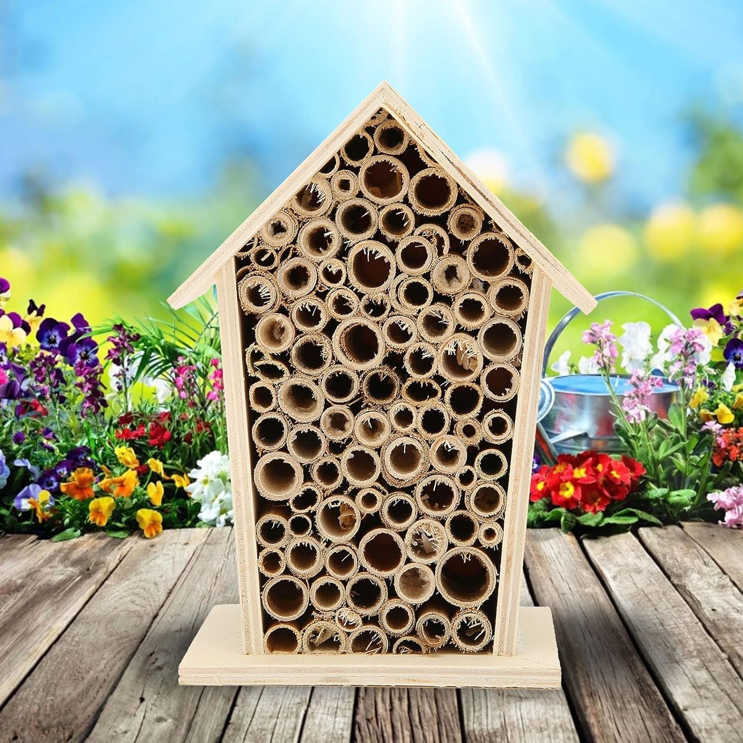 Alvinlite Wooden Mason Bee House, 2Pcs Insect House, Outdoor Hanging Insect Hotel for Pollinating Bee, Butterfly, Ladybirds, Insect Habitat, Bug Hotel Garden, 5.91 X 5.5 X 4.33 Inch