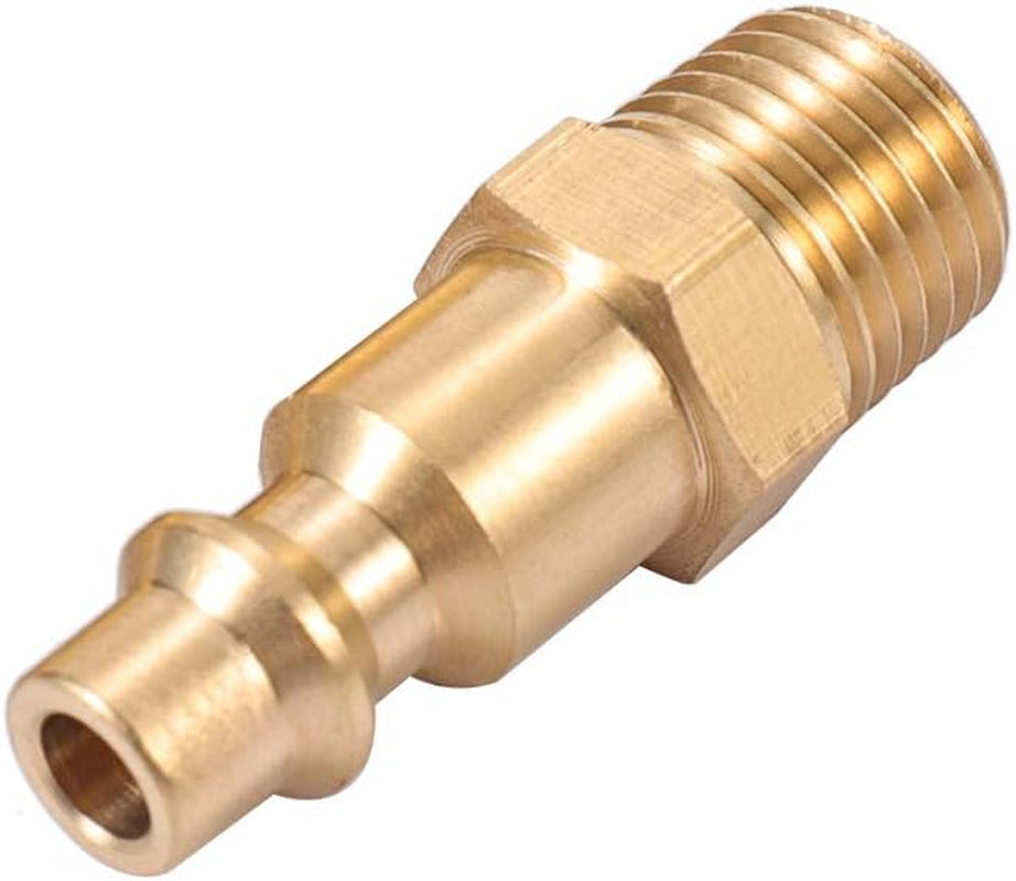 Brass 1/4-Inch NPT Male Industrial Air Hose Quick Connect Adapter,Air Coupler and Plug Kit,Air Compressor Fittings 10Pcs (Male NPT)