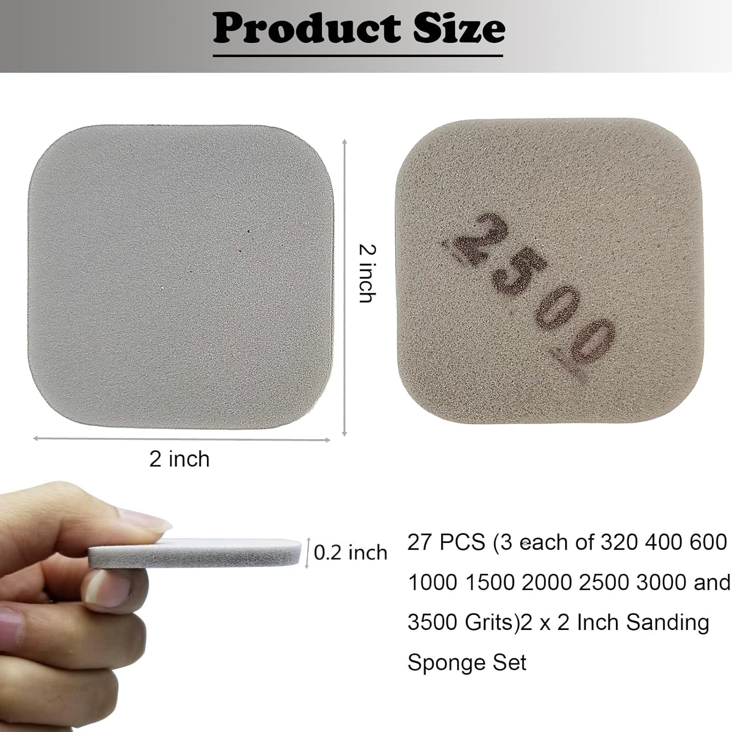 2 X 2&quot; Soft Touch Sanding Pads, Mesh Sanding Polishing Pads from 320 to 3500 Grits (27 Pack)