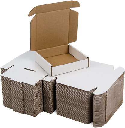 50 Pack 4X4X1 Inches Small Shipping Boxes, White Corrugated Cardboard Boxes, Moving Mailing Packing Box