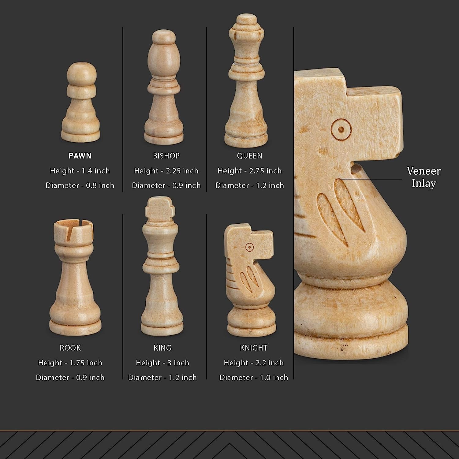 15&quot; Wooden Chess &amp; Checkers Set with 2 Extra Queens - for Adults &amp; Kids