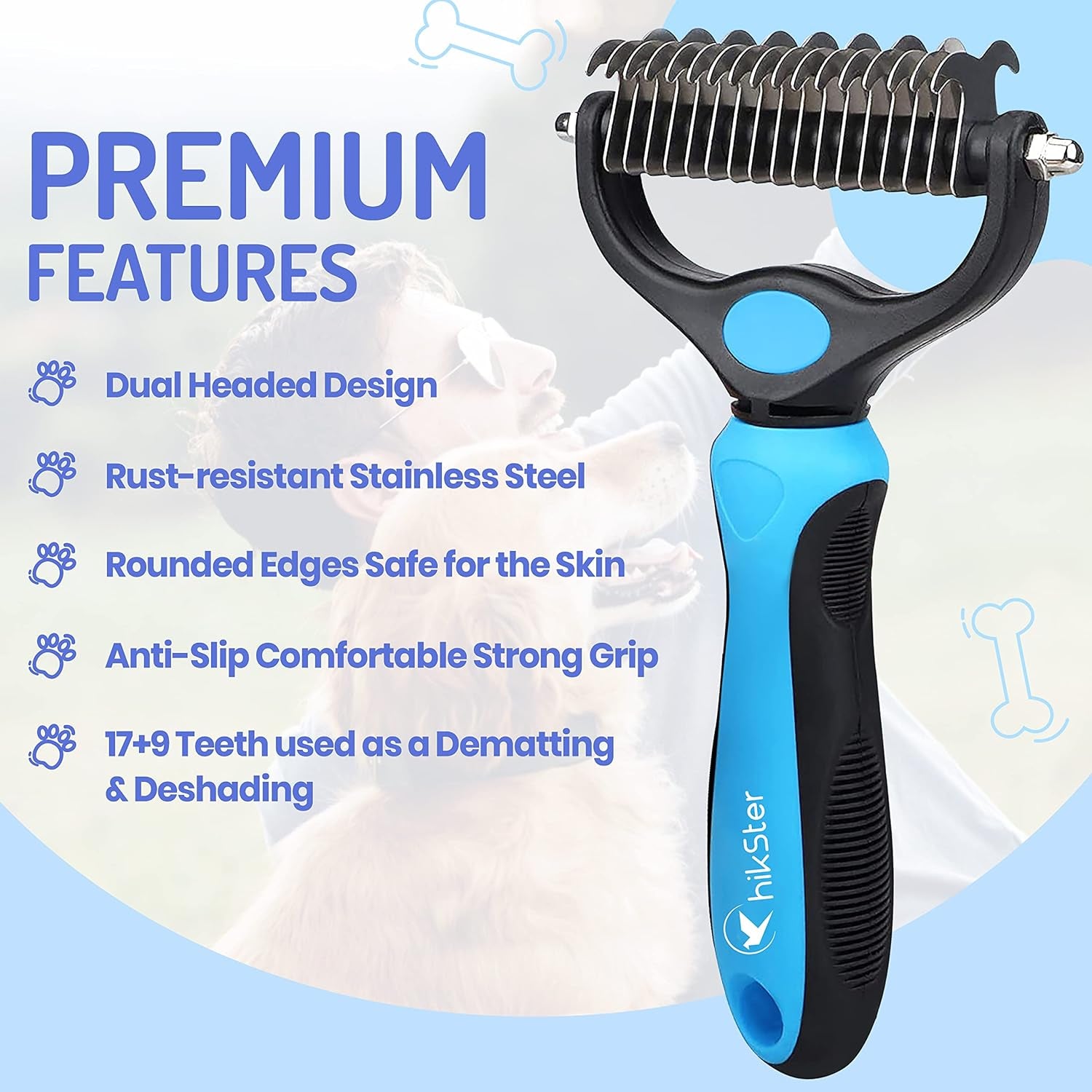 Undercoat Rake for Dogs Double Coat with Pet Comb, Pet Grooming Brush Double-Sided Deshedding Tool Removes Knot &amp; Tangled Hair Dematting Comb for Dogs with Dog Comb for Grooming Furever Brush