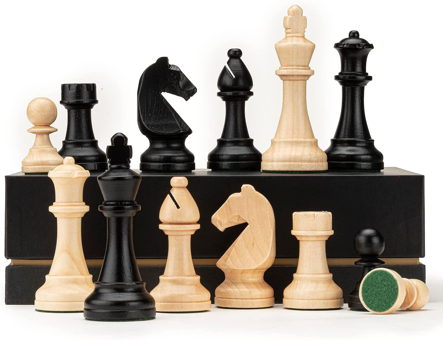 A&amp;A Premium Triple Weighted Staunton Wooden Chess Pieces W/ 2 Extra Queen - King Height 3&quot; / 7.6Cm / 2 Storage Bags