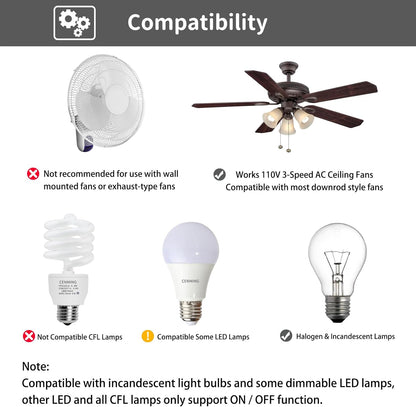 CENMING Universal Ceiling Fan Remote Control Kit Replacement for Harbor Breeze Hampton Bay Hunter Litex, 3-Speed Light Dimmer, with FAN28R Receiver, Replace FAN-53T 2AAZPFAN53T 11T KUJCE9103 UC7030T