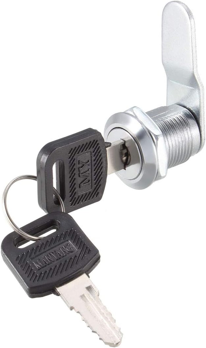 Uxcell Cam Lock 3/4&quot; Cylinder Length Cabinet Locks with No.4 Cam, Fits for 1/2&quot; Max Thickness Panel, Keyed Different Zinc Alloy Secure File Keyed Cam Locks 2Pcs