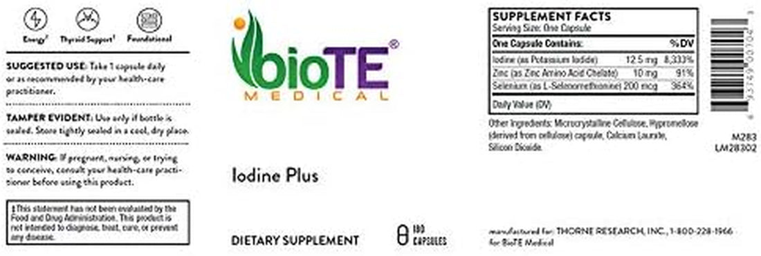 Biote Medical - Iodine plus 12.5 Mg, 180 Veggie Caps