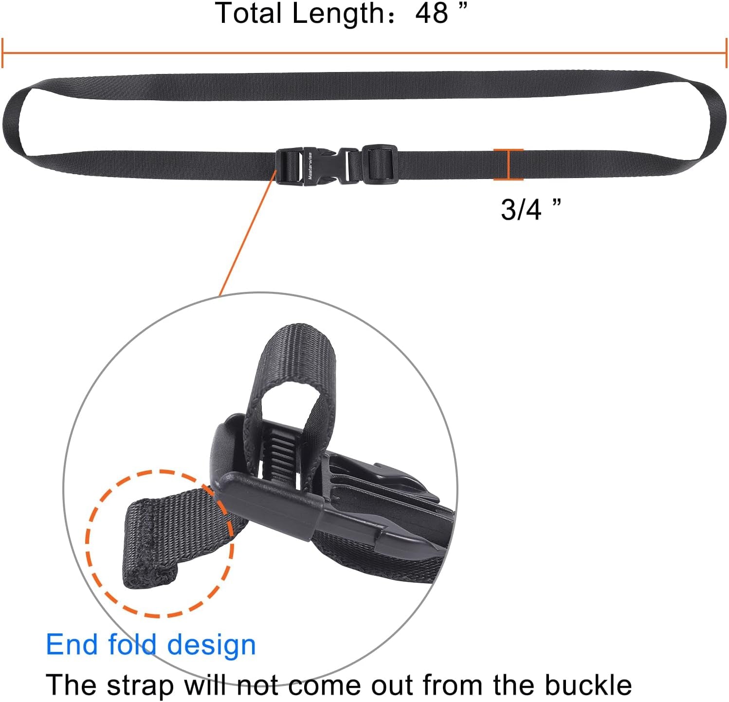 Buckle Straps with Clips, Adjustable Nylon Straps with Buckle, Packing Straps, Black 4 Pack (4‘X0.75“)