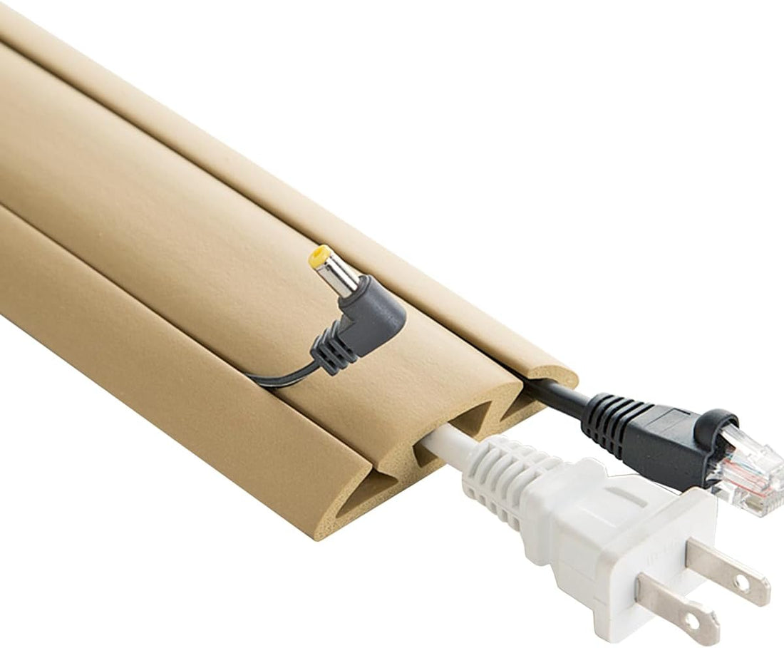 3-Channel Cord Protector &amp; Concealer for Floor - 5 FT - Beige