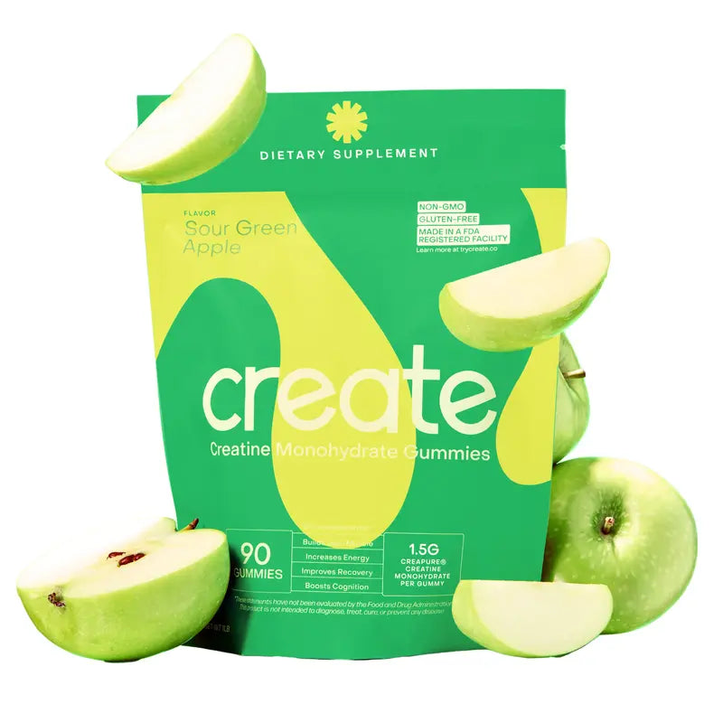 Creatine Monohydrate Gummy - Sour Green Apple (90 Count) - Create