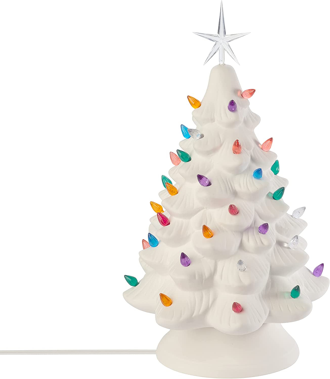 Creative Hobbies Ceramic Christmas Tree Replacement Lights, Medium Twist Light Ornaments, 100 Pc Multi Colors plus 3 Tree Topper Stars