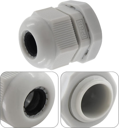 20 Pack NPT 1/2 Cable Glands Grey Cord Grips Nylon Strain Relief Wire Glands Waterproof Cable Gland Connectors(Grey)