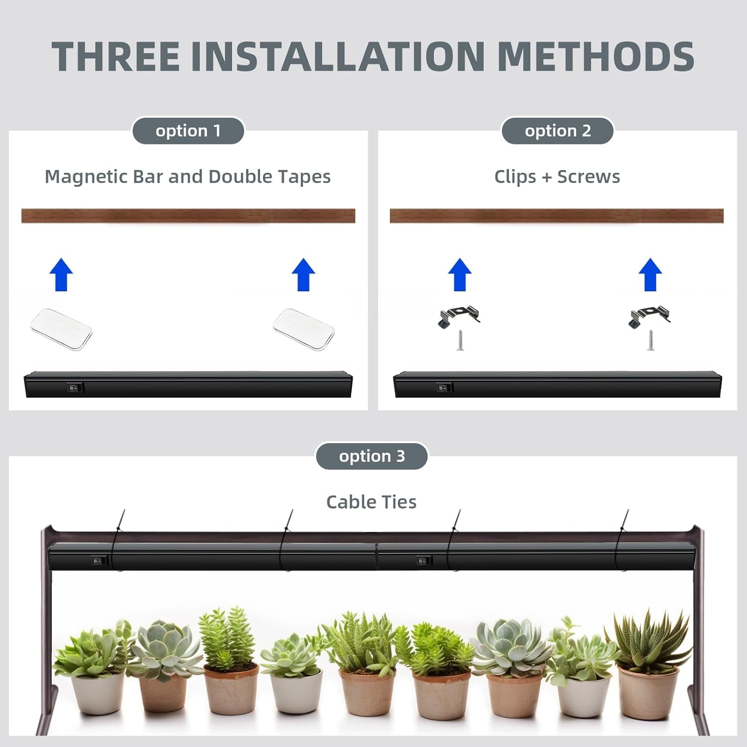 Barrina T5 Grow Lights for Indoor Plants, Full Spectrum Grow Light, 1Ft LED Plant Light, Black Cover LED Grow Light Strips, 3 Mounting Modes, Magnetic Installation, Plug and Play, 5000K, 4 Packs