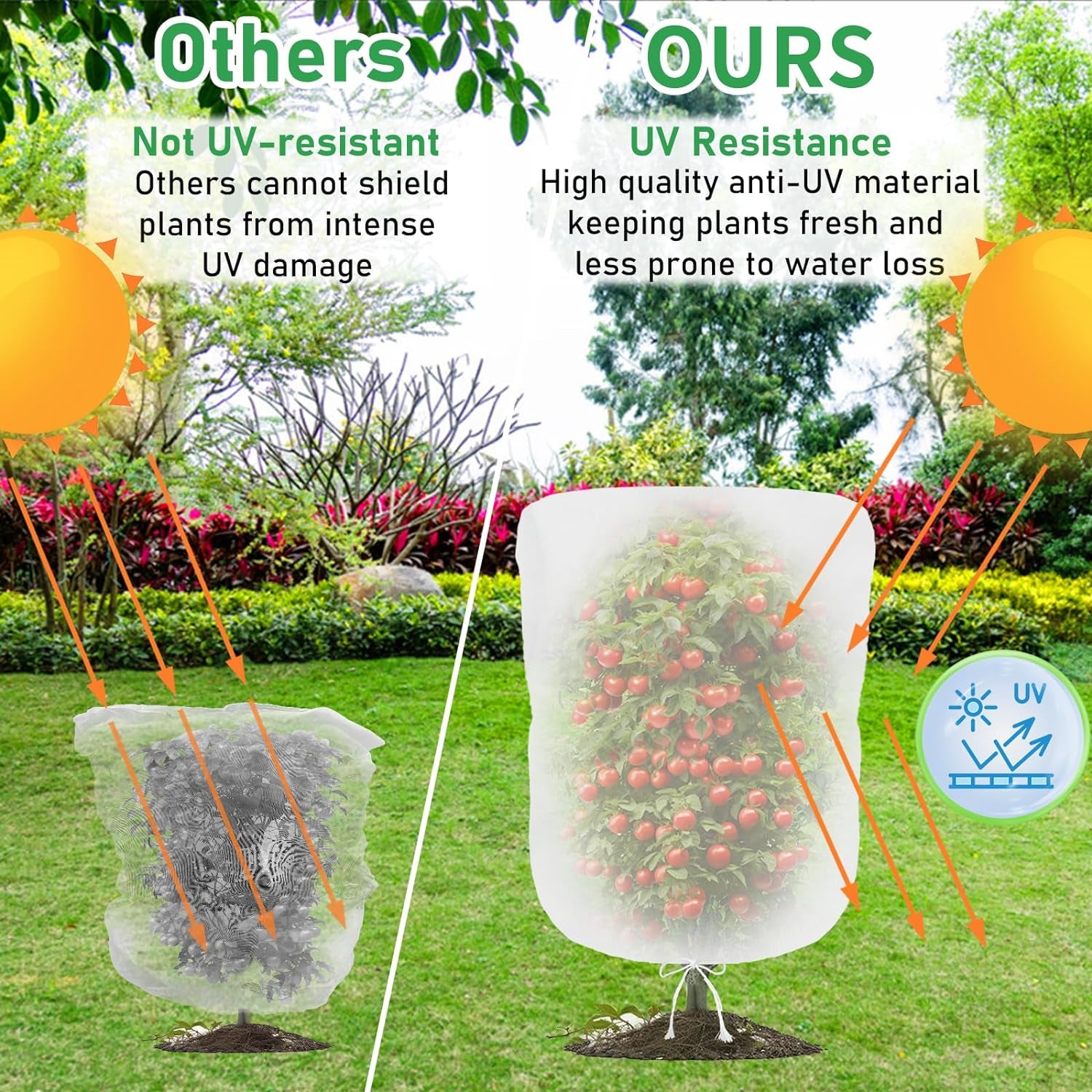 4 Pack Garden Plant Fruits Blueberry Bushes Protection Netting Covers Bags with Drawstring, 4 Ft X 4.6 Ft Protective Cover Garden Plant Netting Barrier Bags for Vegetables Fruits Tree Shrubs Bush