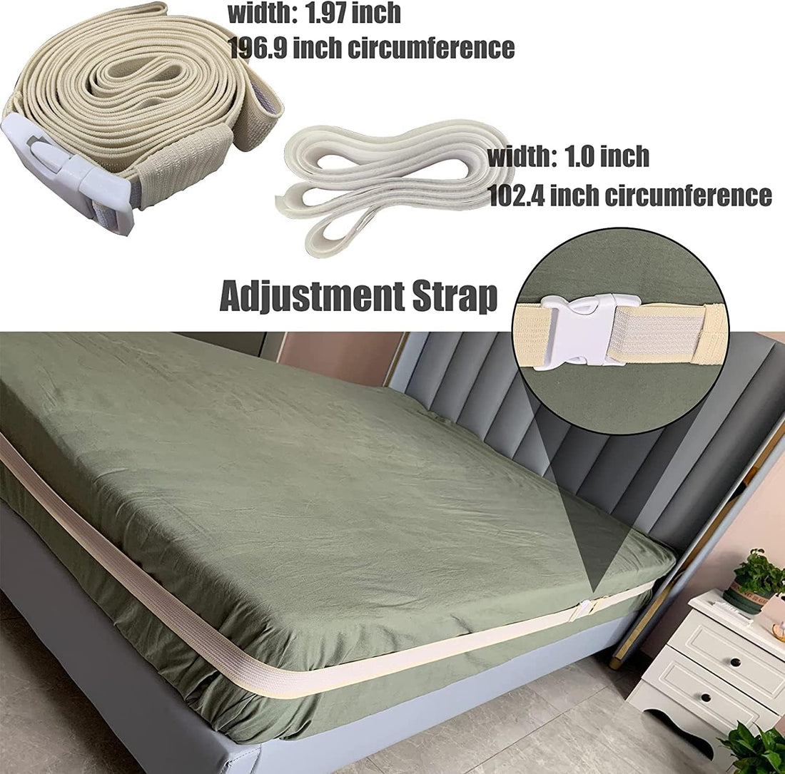 Upgrade Bed Sheet Holder Band, Adjustable Elastic Fitted Sheet Fasteners, Keep Sheets Tight and Fitted Bottom Sheet Cover Strap, Suitable for All Mattress Sizes White