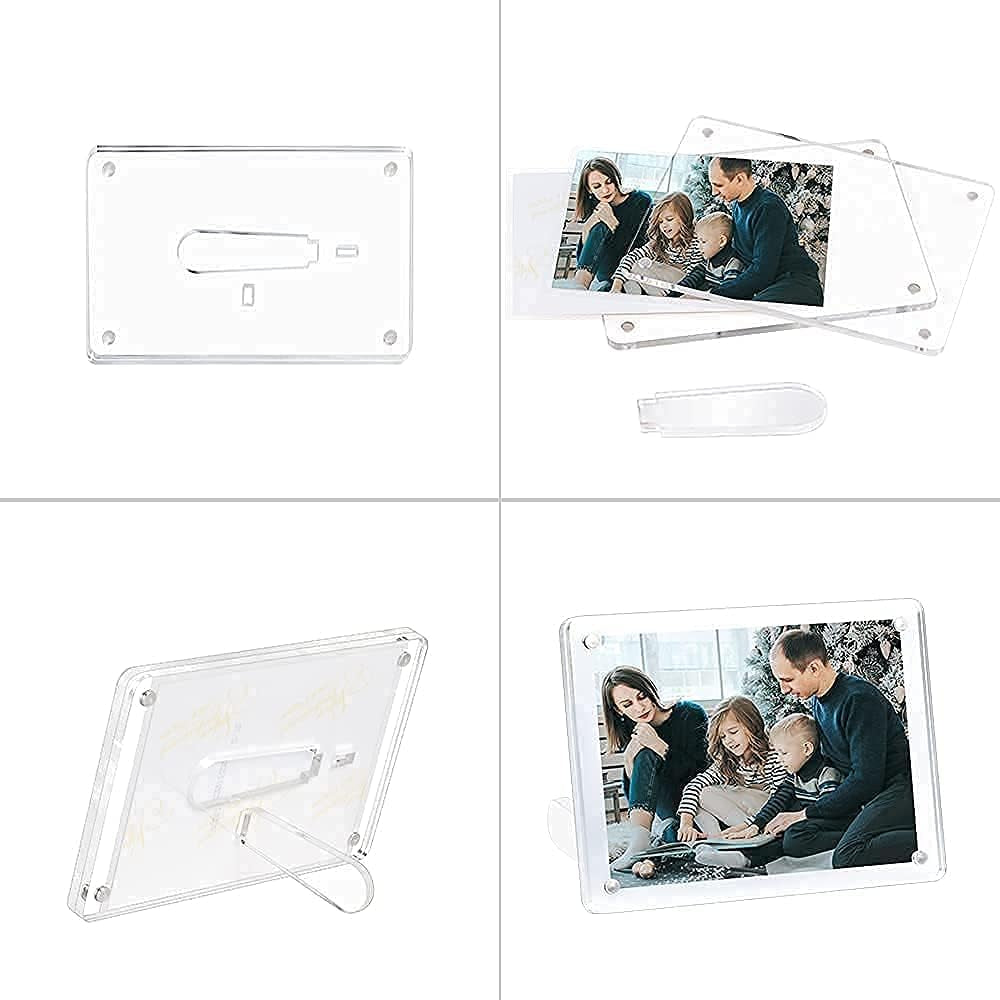 4X6 Minimalist Picture Frame Acrylic Glass Photo Frame with Magnetic Desktop Display Horizontally or Vertically