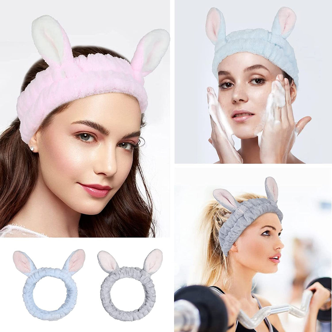 4 Pack Elastic Makeup Headbands for Women, Girls&