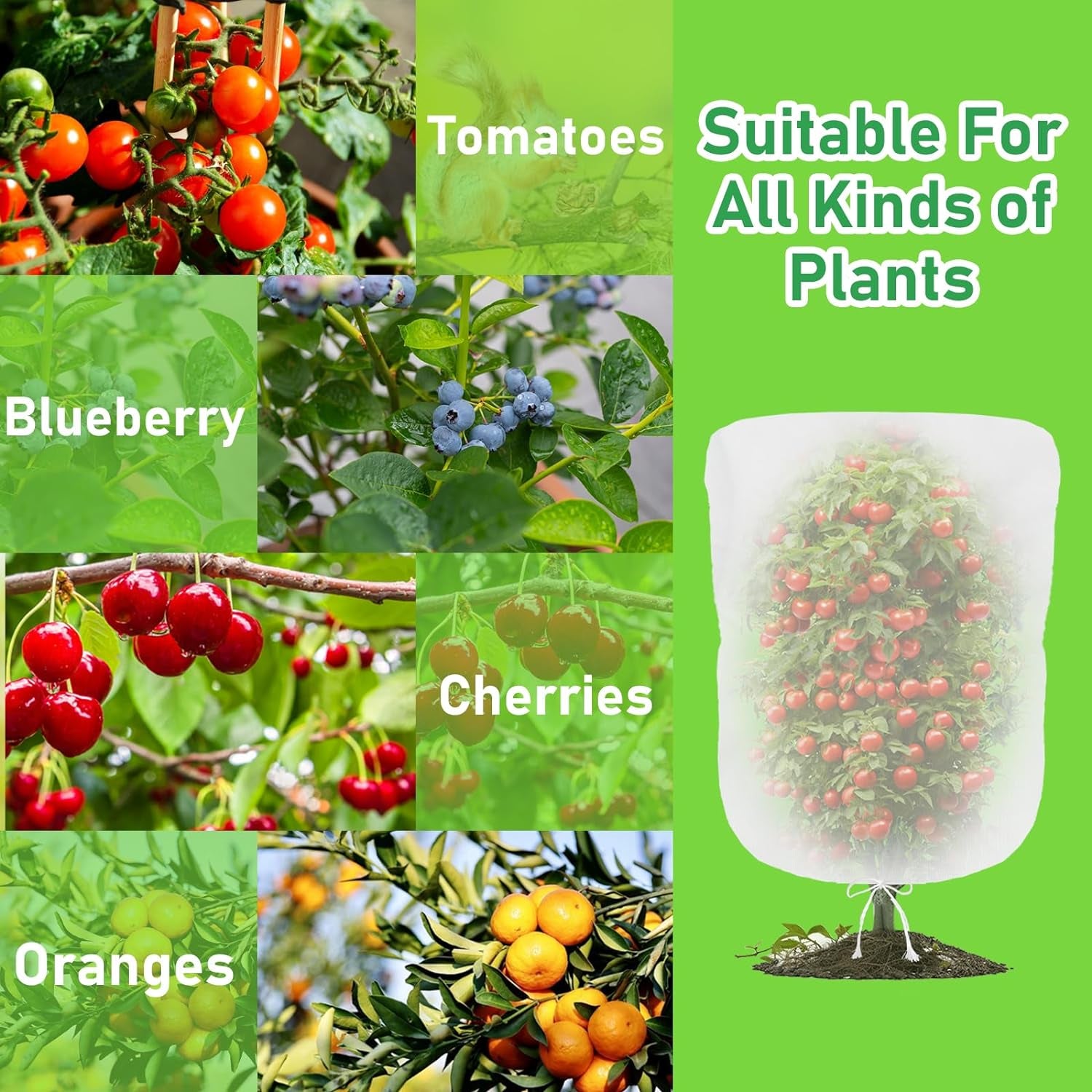 4 Pack Garden Plant Fruits Blueberry Bushes Protection Netting Covers Bags with Drawstring, 4 Ft X 4.6 Ft Protective Cover Garden Plant Netting Barrier Bags for Vegetables Fruits Tree Shrubs Bush