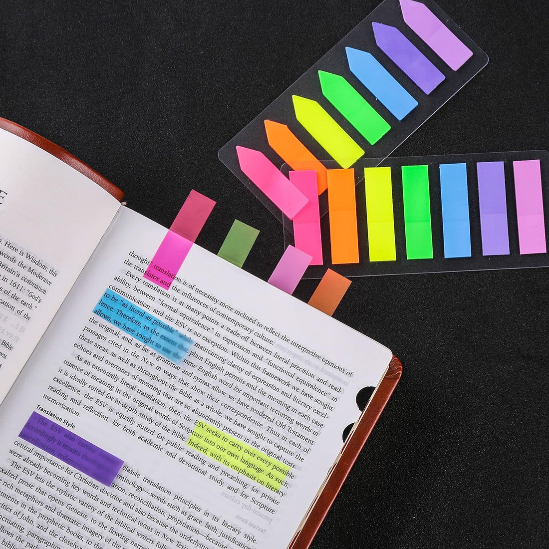 4 Sets Neon Page Markers Colored Index Tabs, Fluorescent Sticky Note for Page Marker, 560Pcs