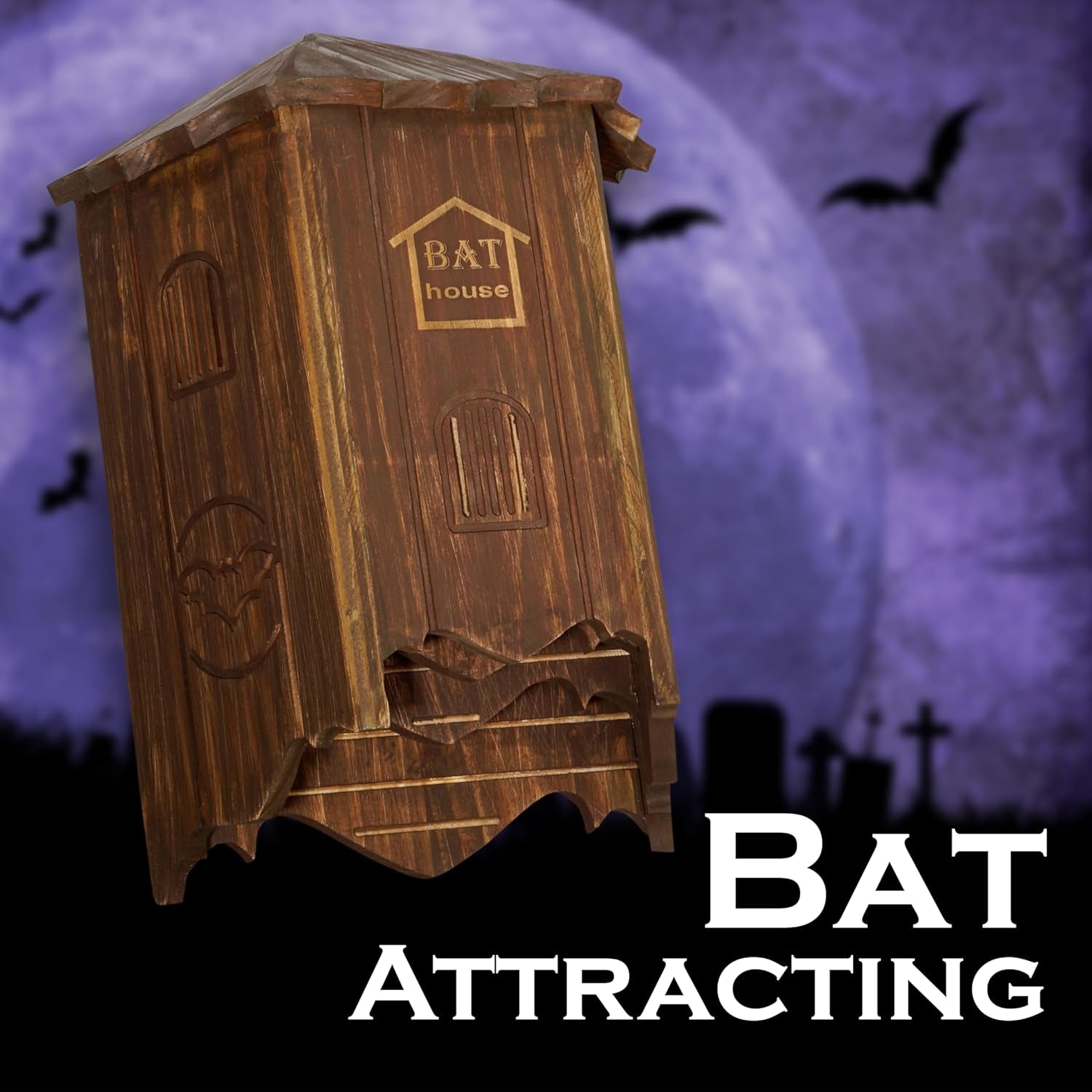 Bat Houses for Outdoors - 3 Chambers Bat House (100 Bats) - Perfectly Box Designed for Bats, Easy to Install (Style 4 - Rustic)