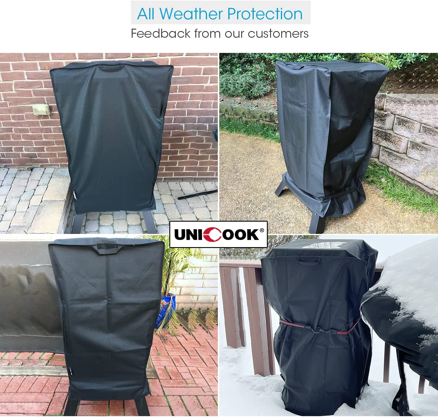 Unicook 30 Inch Electric Smoker Cover for Masterbuilt, Heavy Duty Waterproof Smoker Grill Cover, Fade and UV Resistant Square Vertical Smoker Cover, Durable and Convenient, 18&quot; W X 17&quot; D X 33&quot; H