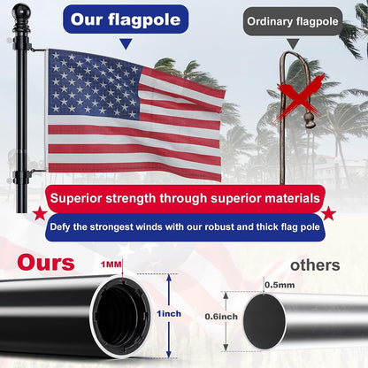 5 FT Flag Pole for Kit, Tangle Free Spinning Weather Resistant Rustproof Metal Aluminum Flagpole for 3X5 American Flag, 1&quot; Dia Flag Pole for Outside, Residential or Commerical(Without Bracket)