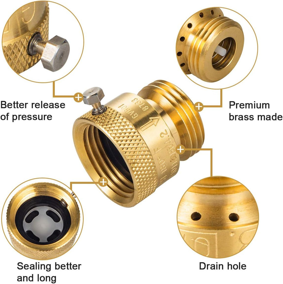 2-Pack Brass Vacuum Breaker Set 3/4&quot; Anti-Siphon Hose Bib Valve for Garden Spigot RV Hose Connection Backflow Preventer Connector with Tape and Extra Washers