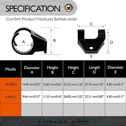 Conext Link CCS0-4 Single Cable Clip Clamp Fastening Wire Management 4 Pack (Single 1/0 Gauge) （19046）