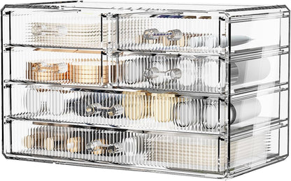 Clear Makeup Organizer with Acrylic Drawers - Ideal Makeup Organizer for Vanity or Dresser with Clear Storage Drawers,6 Drawers, Pattern F