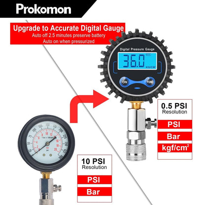 Compression Tester Automotive, Digital Compression Gauge 200 PSI for Petrol Engine Cylinder Compression Tester Kit with Adapter &amp; Hose