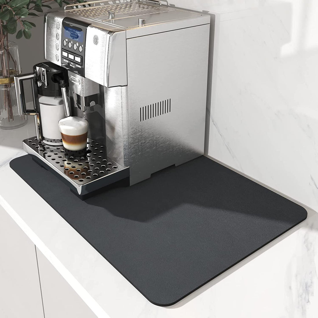 Amoami-Coffee Mat Hide Stain Rubber Backed Absorbent Dish Drying Mat for Kitchen Counter-Coffee Bar Accessories Fit under Coffee Maker Coffee Machine Coffee Pot Espresso Machine Dish Rack