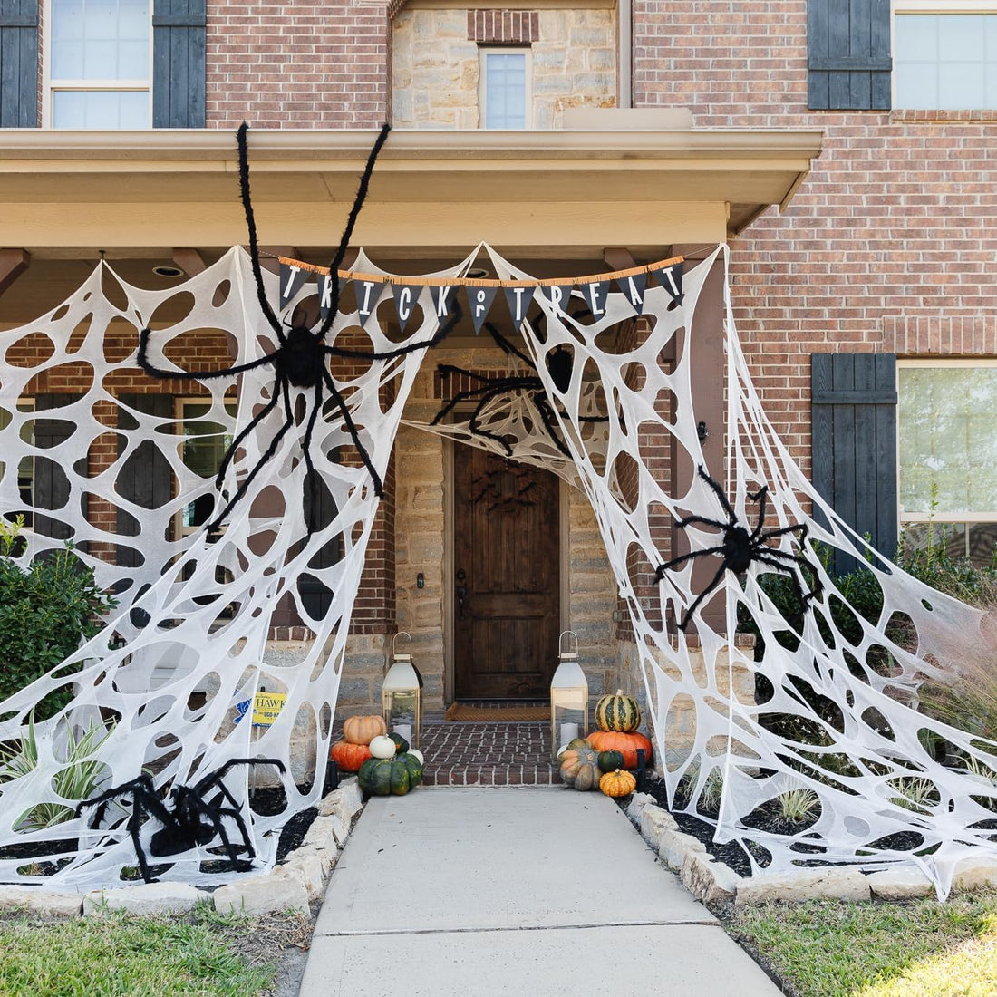 DAZONGE 450 Sqft Spider Webs Halloween Decorations, Stretchy Beef Netting, Spooky Spider Web Decorations for Halloween Party, Haunted House