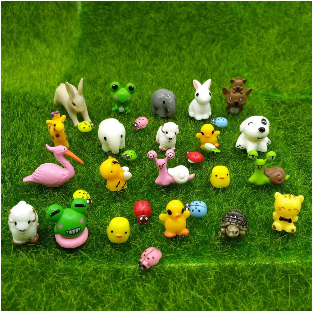 31 Pieces Mini Animals Miniature Ornament Kits,Tiny Animals Figurines,Fairy Garden Animals for Fairy Garden,Dollhouse,Plant Pots,Bonsai Craft Decor