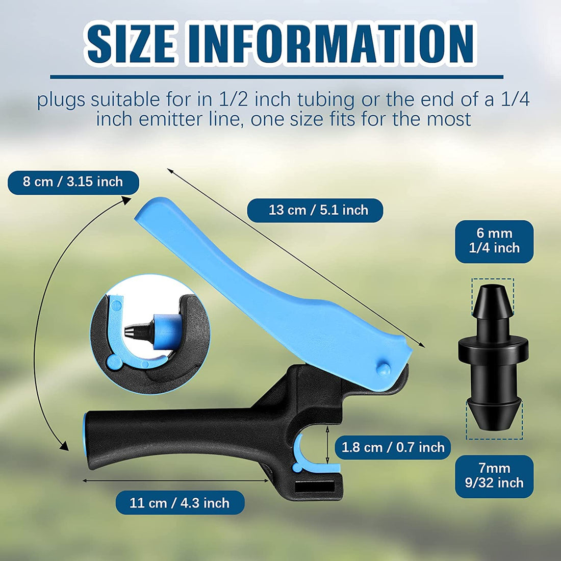 1 Pcs Drip Irrigation Tubing Hole Punch Tool for Easier 1/4 Inch Fitting Emitter Insertion and 50 Drip Irrigation Plugs Goof Plugs for Hose or Tubing End Caps Puncture to Insert Fittings (Fresh Style)