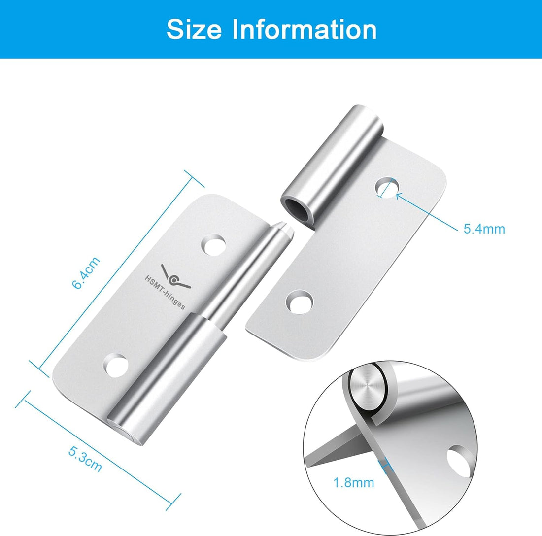 2.5 Inch Lift off Hinges, 304 Stainless Steel Small Slip Joint Flag Hinges, Removable Hinges for Wooden Metal Doors, Cabinet Doors, Metal Boxes and More (Left Handed, 4 PCS)