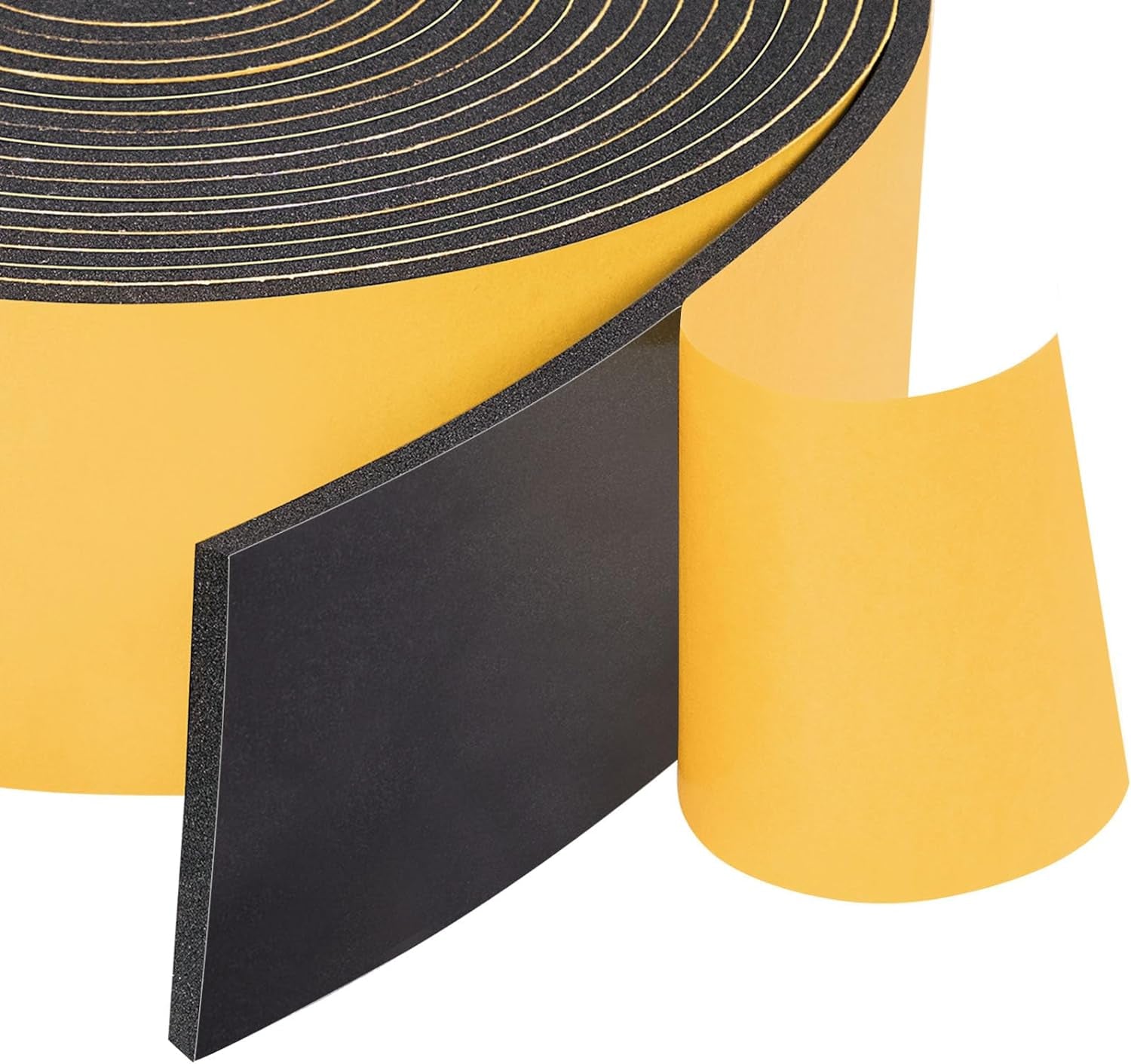 Yotache Neoprene Weather Stripping 2&quot; W X 1/8&quot; T (New Adhesive Craft), Self Adhesive Foam Rubber Seal Strip Tape for Door and Window, 16 Ft Length