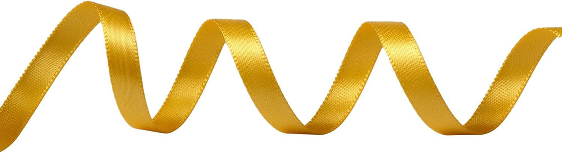 50 Yards Yellow Gold 1/4 Inch Wide Double Faced Polyester Satin Ribbon for Craft,Wedding,Gift Wrapping,Bow Making &amp; Other Projects