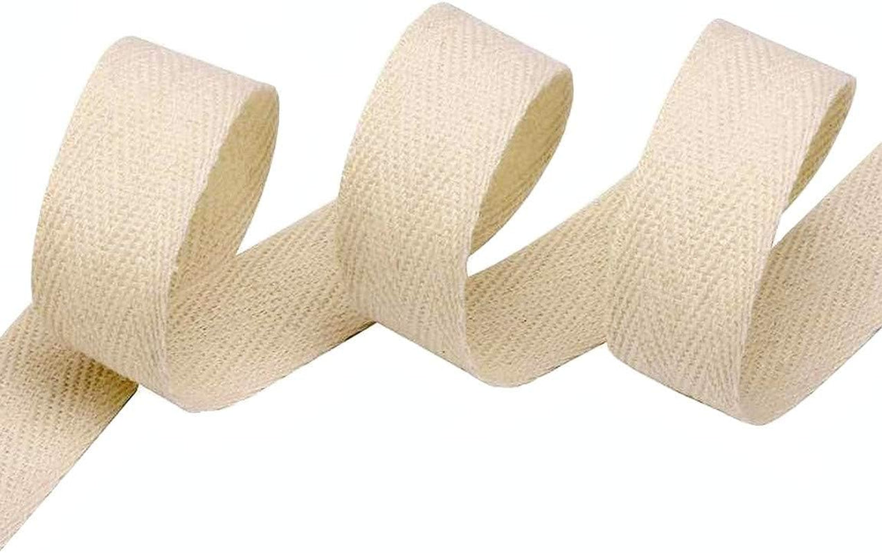 Abbaoww 55 Yards Twill Tape Ribbon 1/2 Inch 100% Cotton Herringbone Webbing Tape Sewing Twill Ribbon for DIY Crafts Sewing, Natural