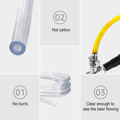 15 Feet - Mrbrew Homebrew Beer Line Tubing, 3/16&quot; ID 7/16&quot; OD Clear Vinyl Tubing Draft Beer Dispensing Food Grade Hose for Kegerator, Beer Tower, D Coupler, Wine Beer Making Beer Hose with Hose Clamps